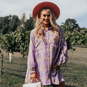TOFFEE KISSES FLANNEL DRESS IN LAVENDER